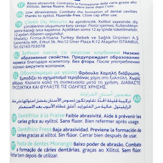 Chicco 00002321100000 Zahnpasta, Erdbeer-Geschmack, Ohne Fluorid, 12M+, weiß