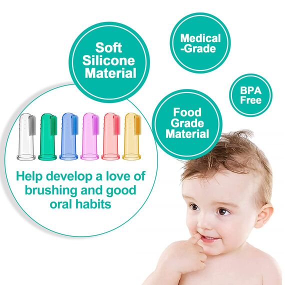 Dollshouse Baby Toothbrush With Case Set (6 PCS) Finger Toothbrush For Babies