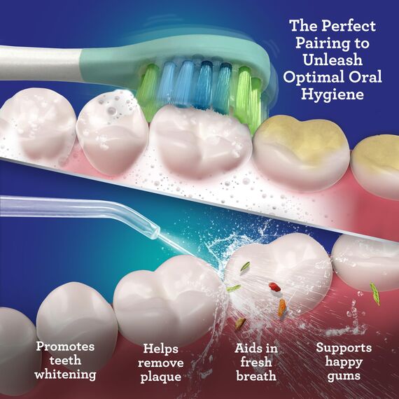 GuruNanda Lion & Lamb Kit 2.0 Elektrische Zahnbürste mit Wasser Flosser Combo, 4 Strahlspitzen, 4 Bürstenköpfen, IPX7 wasserdichtes Design für komplette Mundpflege, Lavendel