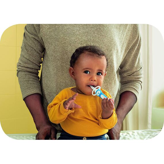 MAM Baby Zahnbürste 2er Pack Baby Zahnbürste mit Sicherheitsschildern, ideal für den Unterricht der Zahnhygiene für Säuglinge, Zahnbürste für Babys, ab der Geburt, Rosa