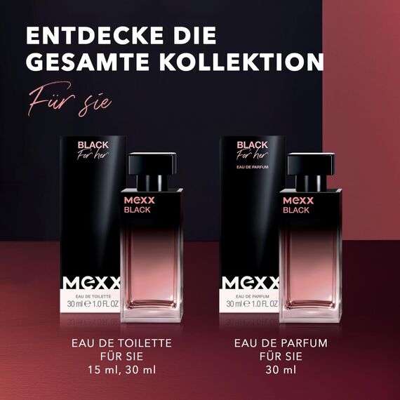MEXX BLACK Woman Eau de Toilette, fesselnd-intensiver Duft fruchtiger Noten für sinnliche Frauen, 30ml (Packung mit 2)