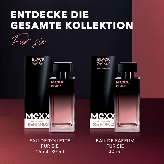 MEXX BLACK Woman Eau de Toilette, fesselnd-intensiver Duft fruchtiger Noten für sinnliche Frauen, 30ml