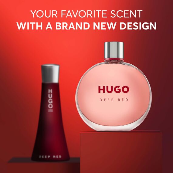 HUGO Deep Red Eau de Parfum – Ambriertes Damenparfum – Mit Clementine, Freesie und Sandelholz – Langanhaltender Duft, 75ml