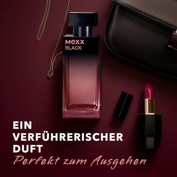 MEXX BLACK Woman Eau de Toilette, fesselnd-intensiver Duft fruchtiger Noten für sinnliche Frauen, 30ml
