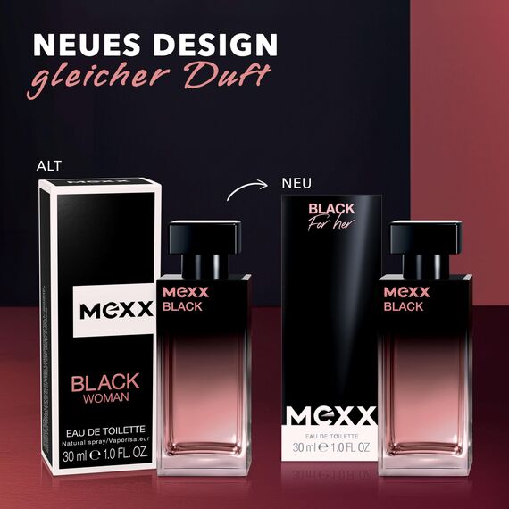 MEXX BLACK Woman Eau de Toilette, fesselnd-intensiver Duft fruchtiger Noten für sinnliche Frauen, 30ml