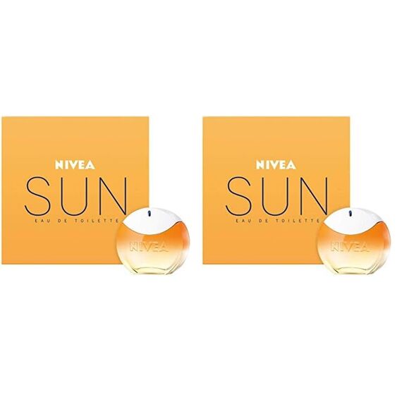 NIVEA SUN Eau de Toilette, Parfum mit dem Original Sonnencreme Duft, sommerlicher und erfrischender unisex, im ikonischen Parfüm-Flakon (30 ml) (Packung mit 2)