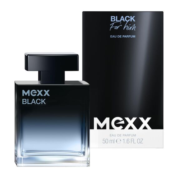 MEXX BLACK Man Eau de Parfume, verführerisch-intensiver Duft mit aquatisch-holzigen Noten für sinnliche Männer, 50ml (Packung mit 2)