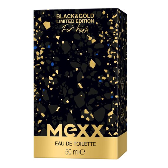 Mexx Black & Gold Limited Edition Man Eau de Toilette, holzig-fruchtiger Herrenduft, 50ml