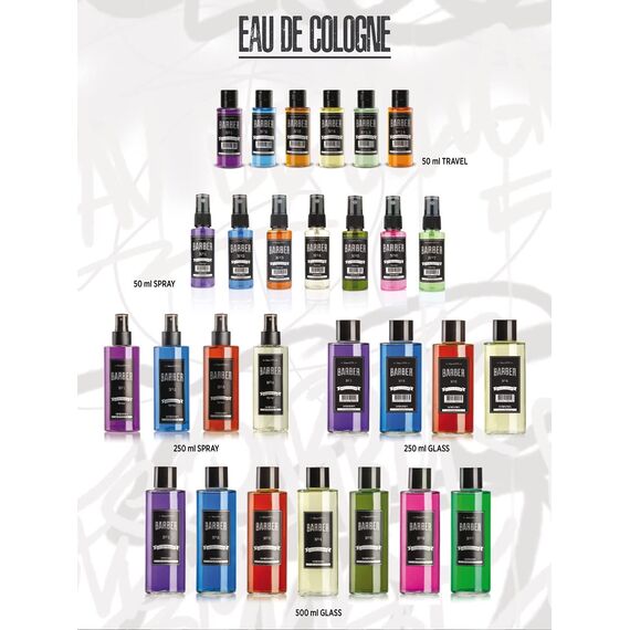 barber marmara No.21 Eau de Cologne Spray Herren GRAFITTI 1x 400ml | after shave herren | Duftwasser | Rasierwasser Männer | Barber Herrendüfte | Bodyspray - Barbershop - Friseur Kolonya | Parfume