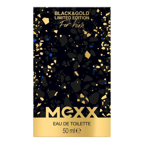 Mexx Black & Gold Limited Edition Man Eau de Toilette, holzig-fruchtiger Herrenduft, 50ml