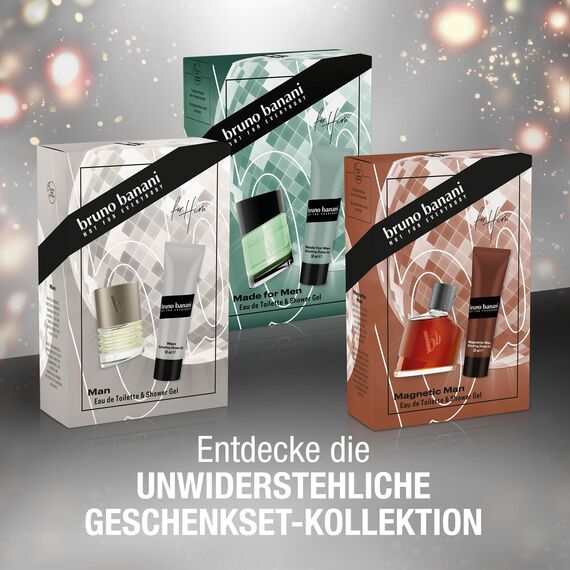 bruno banani Magnetic Man Geschenkset mit Eau de Toilette und Duschgel, fesselnd-sinnlicher Duft für Männer, 30 ml und 50 ml
