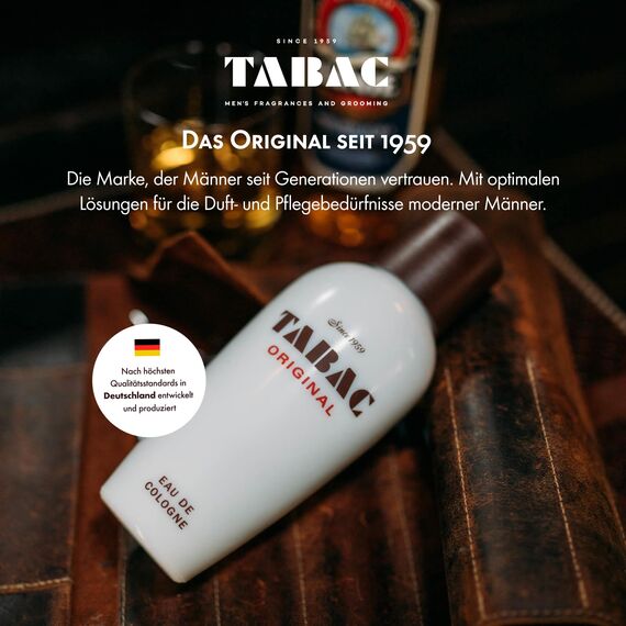 TABAC ORIGINAL Eau de Cologne für Herren: Klassischer Männerduft mit Moschus und Ambra, markanter Herrenduft mit herb-frischen Akzenten und holzig-würzigen Aromen, Made in Germany, 300 ml Splash
