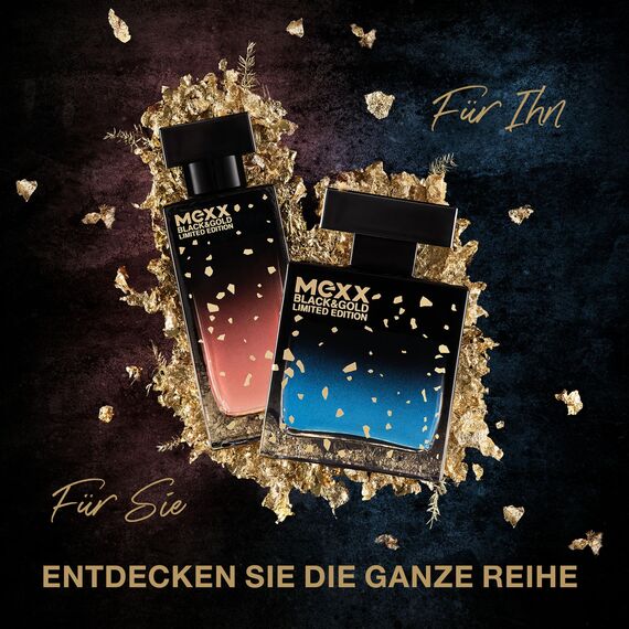 Mexx Black & Gold Limited Edition Man Eau de Toilette, holzig-fruchtiger Herrenduft, 50ml