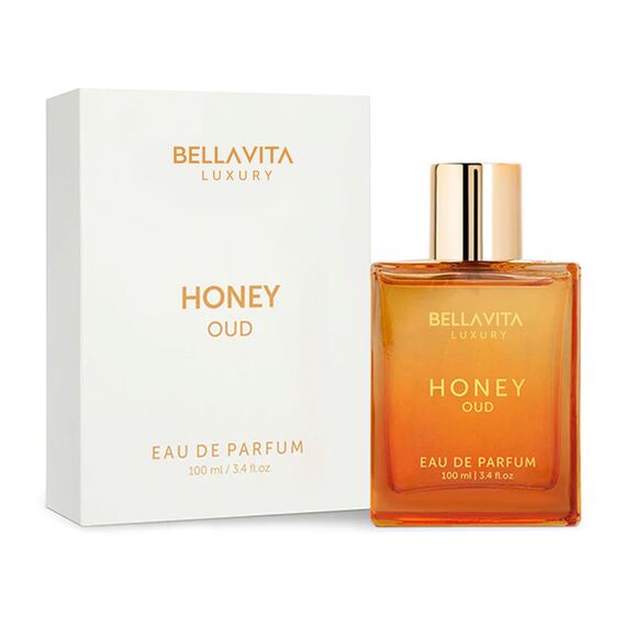 BellaVita Luxury Honey OUD Eau de Parfum 100ml | Arabisches Unisex Parfüm für Damen & Herren | Honig, Bergamotte, Rose, Patchouli, Vanille & Moschus | Langanhaltend, Vegan & Tierversuchsfrei