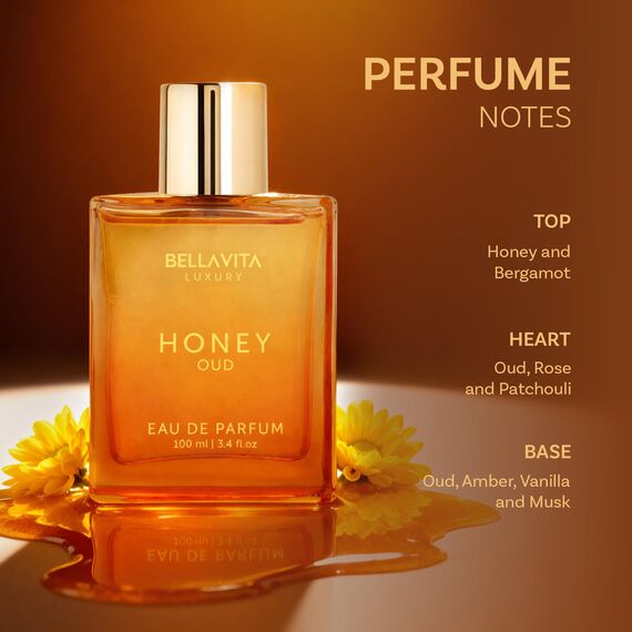 BellaVita Luxury Honey OUD Eau de Parfum 100ml | Arabisches Unisex Parfüm für Damen & Herren | Honig, Bergamotte, Rose, Patchouli, Vanille & Moschus | Langanhaltend, Vegan & Tierversuchsfrei