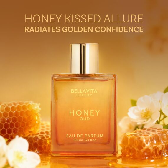 BellaVita Luxury Honey OUD Eau de Parfum 100ml | Arabisches Unisex Parfüm für Damen & Herren | Honig, Bergamotte, Rose, Patchouli, Vanille & Moschus | Langanhaltend, Vegan & Tierversuchsfrei