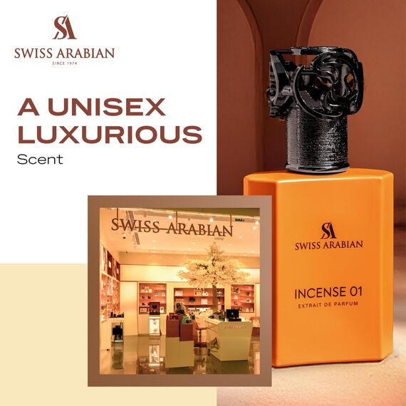Swiss Arabian Incense 01 Extrait De Parfum Unisex 50ML - Eine Mystische Verschmelzung von Rauchigem Weihrauch, Warmen Hölzern und Würziger Eleganz - Betörend Holzig-Würziger Duft