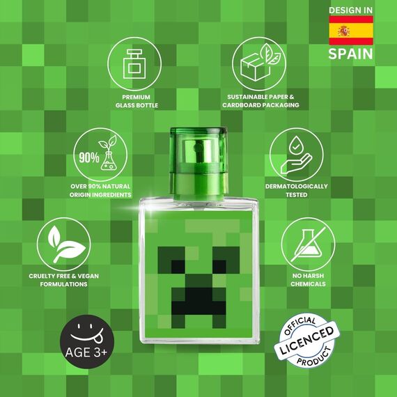Minecraft Eau de Toilette 30ml | Frischer Kinderduft mit Zitrus, Jasmin & Moschus – Für kleine Abenteurer & Fans der Spielewelt