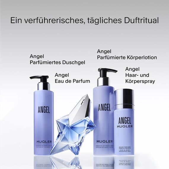 Mugler Angel Set, Eau de Parfum 25 ml + Körpermilch 50 ml + Parfümierendes Duschgel 50 ml, Damen-Parfum, Amberartiger Gourmand-Duft, Faszinierender Duft