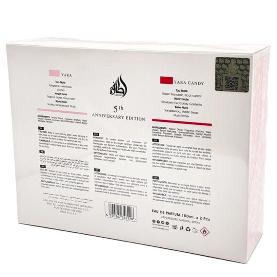 Lattafa Anniversary Edition Yara & Yara Candy Eau de Parfum (100 ml + 100 ml), exklusive Düfte für Damen, süß, blumig und raffiniert