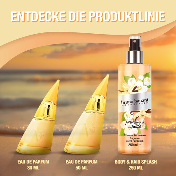 bruno banani, Sunset Blossom Eau de Toilette für Frauen, sinnlich-feminines Parfum mit strahlend-floralem Duft, langanhaltend, 50 ml