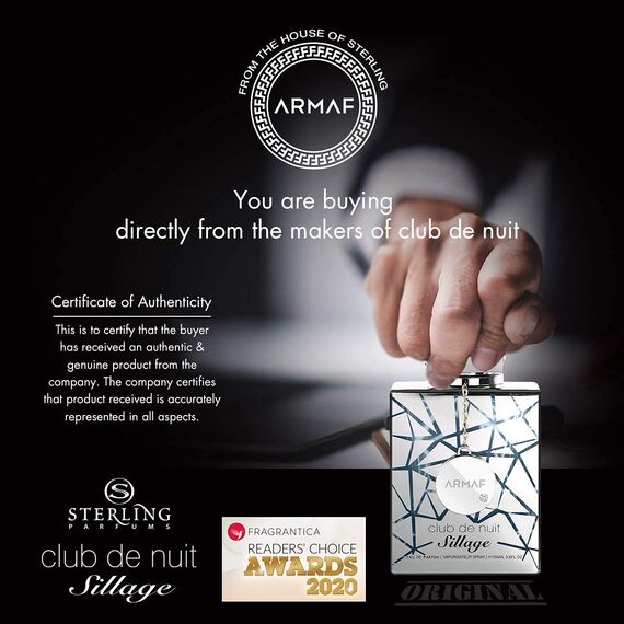 ARMAF Club De Nuit Sillage Eau de Parfum, frischer Duft, 105 ml