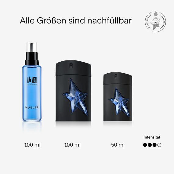 MUGLER A*Men Eau de Toilette, Herren Parfum, Amberartiger, holziger Gourmand-Duft, Kräftiges Duftspray, Nachfüllbar, 100 ml
