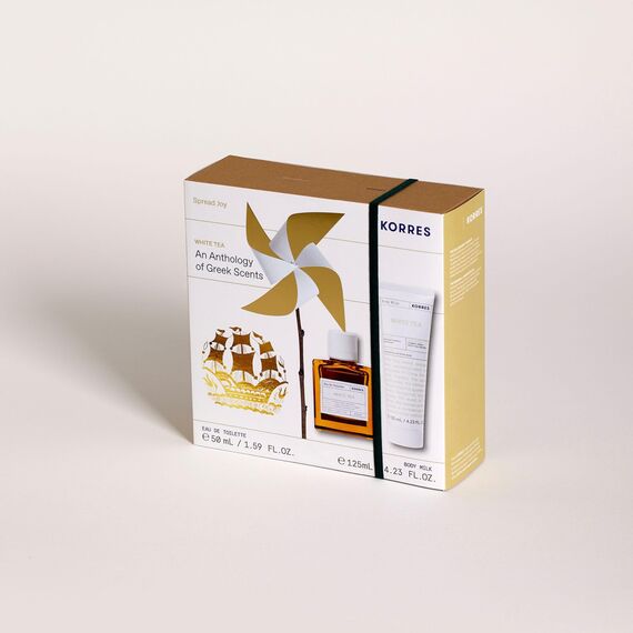 KORRES White Tea Duftset für Damen, Geschenkset aus EDT 50ml & Bodymilk 125ml im femininen floralen Duft, Vorteilsset, vegan