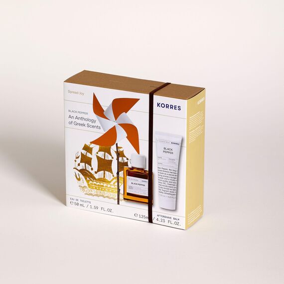 KORRES Black Pepper Duftset für Ihn, Geschenkset mit EDT 50ml und Aftershave 125ml, Vorteilsset mit würzig frischen Duft, vegan