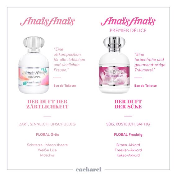 Cacharel Anaïs Anaïs Eau de Toilette für Damen, langanhaltender, blumiger Duft, romantisch duftendes Parfüm für Frauen