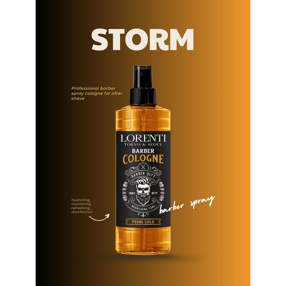 LORENTI TOKYO & SEOUL Barber Cologne 400ml STORM | After Shave Spray für Männer | Herren Rasur Duftwasser - Barber Eau de Cologne mit praktischen Pump-Spender | Erfrischend & Pflegend - EDC