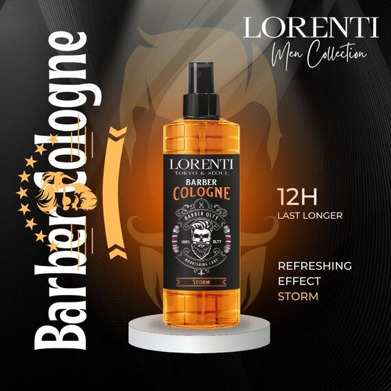 LORENTI TOKYO & SEOUL Barber Cologne 400ml STORM | After Shave Spray für Männer | Herren Rasur Duftwasser - Barber Eau de Cologne mit praktischen Pump-Spender | Erfrischend & Pflegend - EDC