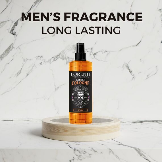 LORENTI TOKYO & SEOUL Barber Cologne 400ml STORM | After Shave Spray für Männer | Herren Rasur Duftwasser - Barber Eau de Cologne mit praktischen Pump-Spender | Erfrischend & Pflegend - EDC