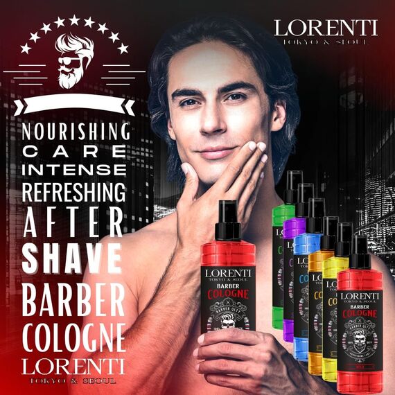 LORENTI TOKYO & SEOUL Barber Cologne 400ml STORM | After Shave Spray für Männer | Herren Rasur Duftwasser - Barber Eau de Cologne mit praktischen Pump-Spender | Erfrischend & Pflegend - EDC