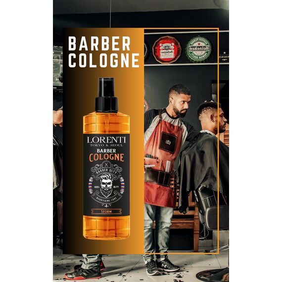 LORENTI TOKYO & SEOUL Barber Cologne 400ml STORM | After Shave Spray für Männer | Herren Rasur Duftwasser - Barber Eau de Cologne mit praktischen Pump-Spender | Erfrischend & Pflegend - EDC