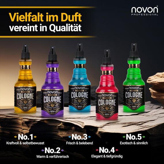 novon Professional Barber Cologne No. 4-355 ml - After Shave Spray für Männer - Rasur Duftwasser aromatisch-intensiv - Barber Eau de Cologne mit praktischen Pump-Spender - Erfrischend & Pflegend, EDC