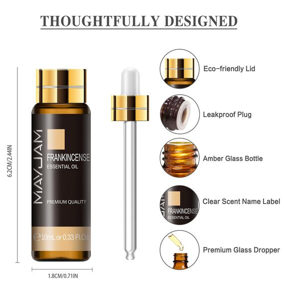 MAYJAM Weihrauch Ätherisches Öl 10ML, Weihrauchöl für Diffusor, Luftbefeuchter, DIY, Home，Wardrobes