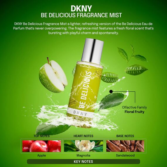 DKNY Be Delicious 100% Pure New York, Body Spray für Damen, Blumig-fruchtiger Duft, Für den Alltag, 250 ml (Packung mit 2)