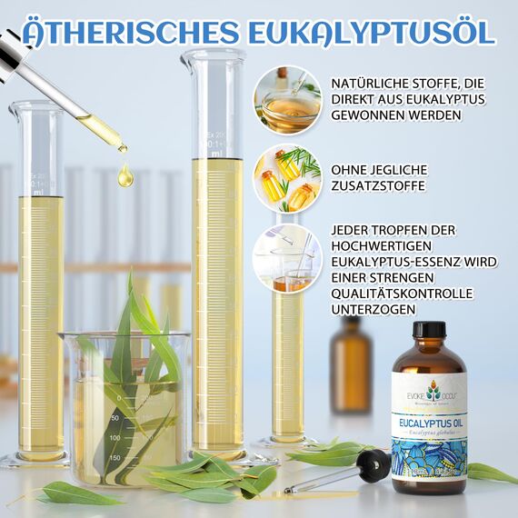 EVOKE OCCU Eukalyptusöl 118ml - Reines Ätherisches Öl aus Eukalyptus für Aromatherapie, Diffusor und Duftlampe - Duftöl zur Raumbeduftung & für Bad, Massage und Körperentspannung