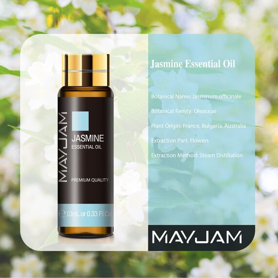 MAYJAM Jasmin Ätherisches Öl 10ML, Jasminöl für Diffusor, Luftbefeuchter, DIY, Home，Wardrobes