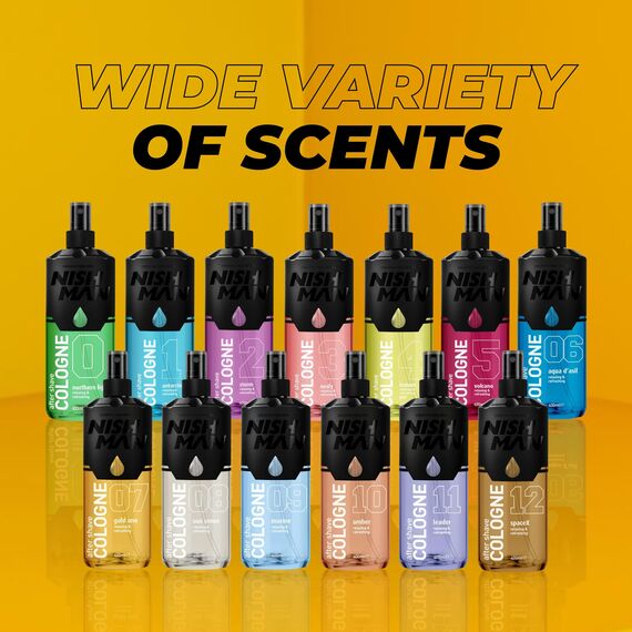 NISHMAN Aftershave Cologne 07 - Gold One 400ml – Erfrischende Sprüh-Lotion für Herren – Duft von Roter Mandarine, Minze, Rosmarinöl, Zimt – Herren Kölnisch Wasser