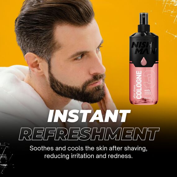 NISHMAN Aftershave Cologne 03 - Nesly 400ml – Erfrischende Sprüh-Lotion für Herren – Duft von Cremigem Heliotrop & Orientalischer Hibiskusblüte – Herren Kölnisch Wasser