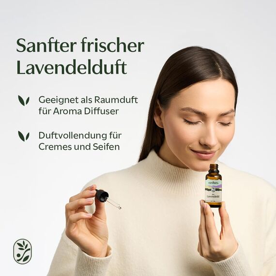 nedura® BIO Lavendelöl [100% NATURREIN] - Echter Lavendel aus Griechenland - Lavandula Angustifolia - Ätherisches Öl für Aromatherapie, Diffusoren, Duftlampen - 30 ml