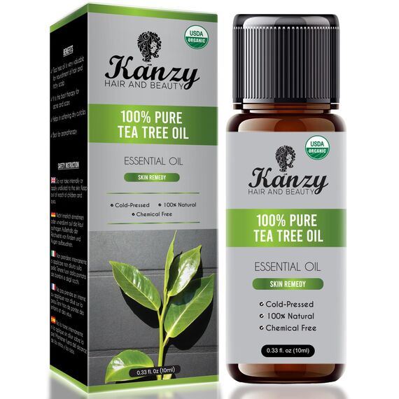 Kanzy Teebaumöl Bio 100% Reines 10ml Kaltgepresst Tea Tree Oil Für Shampoo, Haut, und Anti Picke, Akne Öl, Nagel, Natürrein Ätherische Öle für Aromatherapie Diffuser