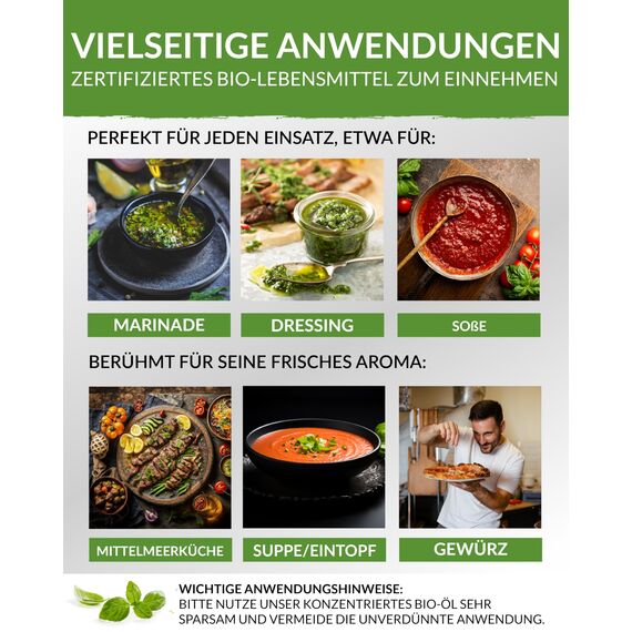 Heldengrün® BIO Basilikumöl [100% NATURREIN] Zertifiziertes Lebensmittel zum Kochen - Basilikum Öl aus Griechenland - Basilikum Bio Aroma, Basil Oil