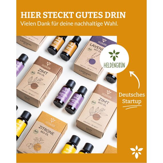 Heldengrün® BIO Orangenöl [100% NATURREIN] Kaltgepresst aus echten Orangen - Orangenöl zum Verzehr - Ätherisches Öl - Duftöl Orange Oil