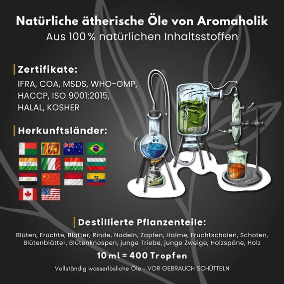 Aromaholik Sandelholzöl BIO 100% naturrein – Ätherische Öle für Diffuser & Aroma Diffuser – Zertifiziertes ätherisches Öl aus Indien – Sandalwood Essential Oils 10ml für Sauna & Massage
