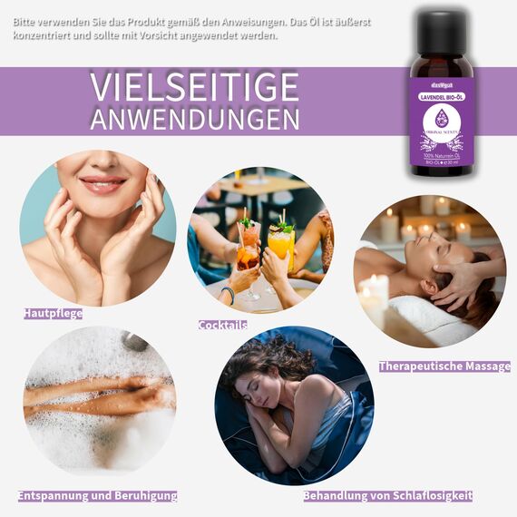 DasXgut – Lavendelöl 30 ml – [100% Naturrein] Bio öl Zertifiziertes Lebensmittel – Ätherische Öle – für Diffusor – Duftöl – Aromatherapie – Lavandula Angustifolia Der Echte Lavendel E5004111 BG-BIO-02