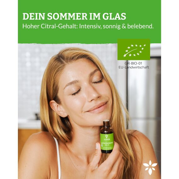 Heldengrün® BIO Lemongras Öl [100% NATURREIN] Erfrischend & Anregend - Echtes Zitronengrasöl - Duftöl Lemongras - Ätherische Öle für Aromatherapie - 3 x 30 ml