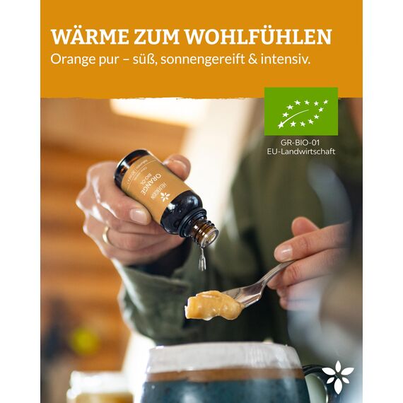 Heldengrün® BIO Orangenöl [100% NATURREIN] Kaltgepresst aus echten Orangen - Orangenöl zum Verzehr - Duftöl - Orange Oil 2 x 30 ml